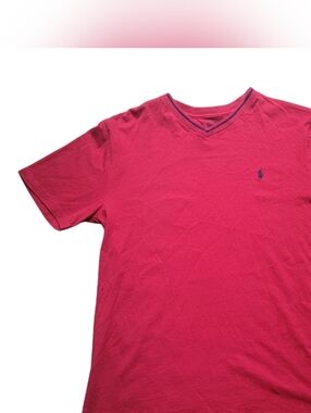 Polo Ralph Lauren Boys V-Neck Red T-Shirt Contrast Trim, Size Lrg (14-16)